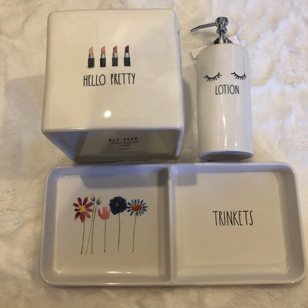 Rae Dunn restroom accessories